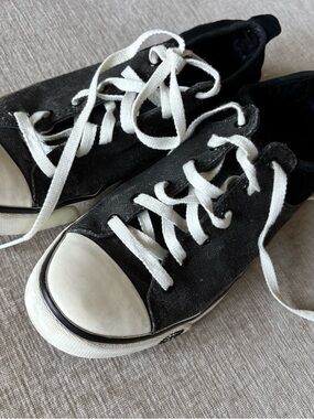 UGG Classic Black Canvas Lace-Up Sneakers with White Toe